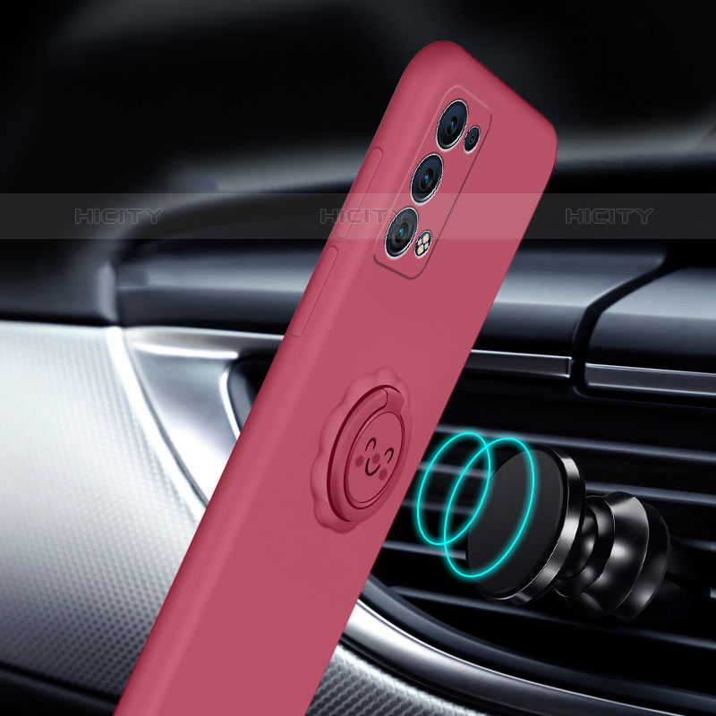 Funda Silicona Carcasa Ultrafina Goma con Magnetico Anillo de dedo Soporte S01 para Oppo Reno6 Pro+ Plus 5G