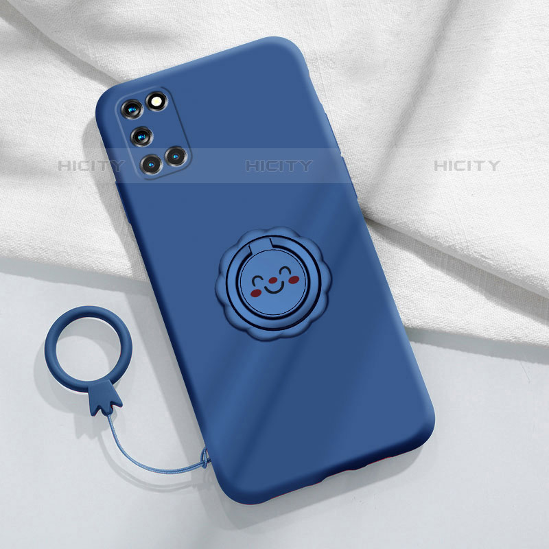 Funda Silicona Carcasa Ultrafina Goma con Magnetico Anillo de dedo Soporte S01 para Oppo Reno6 Pro+ Plus 5G