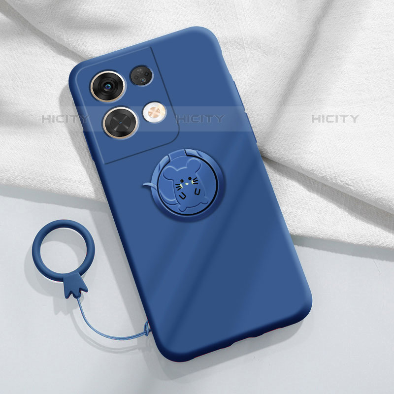 Funda Silicona Carcasa Ultrafina Goma con Magnetico Anillo de dedo Soporte S01 para Oppo Reno8 Pro 5G