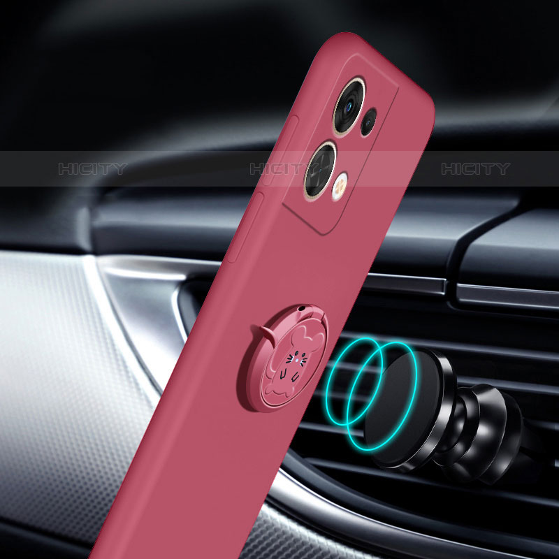 Funda Silicona Carcasa Ultrafina Goma con Magnetico Anillo de dedo Soporte S01 para Oppo Reno9 5G