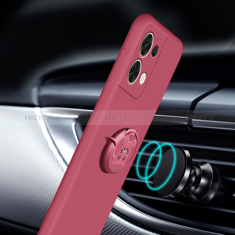 Funda Silicona Carcasa Ultrafina Goma con Magnetico Anillo de dedo Soporte S01 para Oppo Reno9 Pro+ Plus 5G