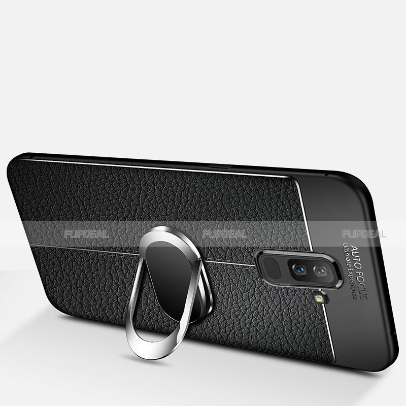 Funda Silicona Carcasa Ultrafina Goma con Magnetico Anillo de dedo Soporte S01 para Samsung Galaxy A9 Star Lite