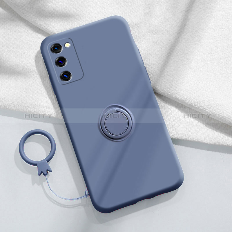 Funda Silicona Carcasa Ultrafina Goma con Magnetico Anillo de dedo Soporte S01 para Samsung Galaxy S20 Lite 5G Gris Lavanda