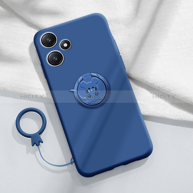 Funda Silicona Carcasa Ultrafina Goma con Magnetico Anillo de dedo Soporte S01 para Xiaomi Redmi 12 5G