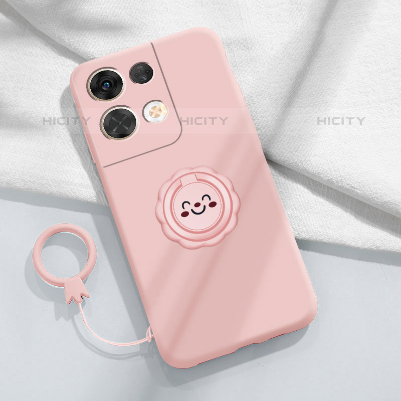 Funda Silicona Carcasa Ultrafina Goma con Magnetico Anillo de dedo Soporte S02 para Oppo Reno8 5G