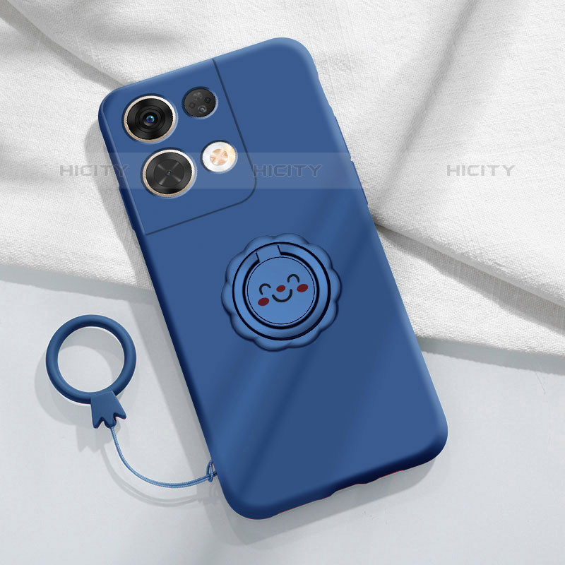 Funda Silicona Carcasa Ultrafina Goma con Magnetico Anillo de dedo Soporte S02 para Oppo Reno8 Pro 5G