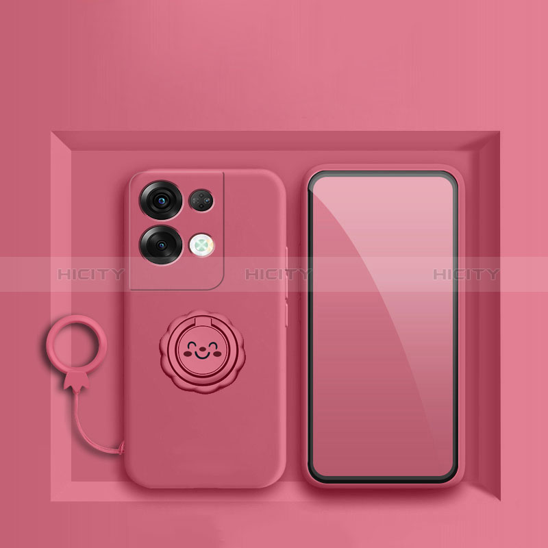 Funda Silicona Carcasa Ultrafina Goma con Magnetico Anillo de dedo Soporte S02 para Oppo Reno9 Pro+ Plus 5G