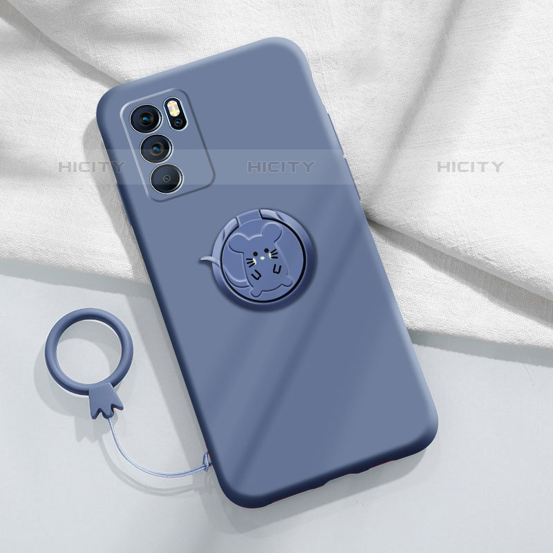 Funda Silicona Carcasa Ultrafina Goma con Magnetico Anillo de dedo Soporte S03 para Oppo Reno6 Pro 5G India