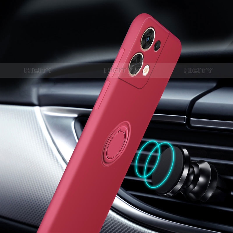 Funda Silicona Carcasa Ultrafina Goma con Magnetico Anillo de dedo Soporte S03 para Oppo Reno8 Pro 5G