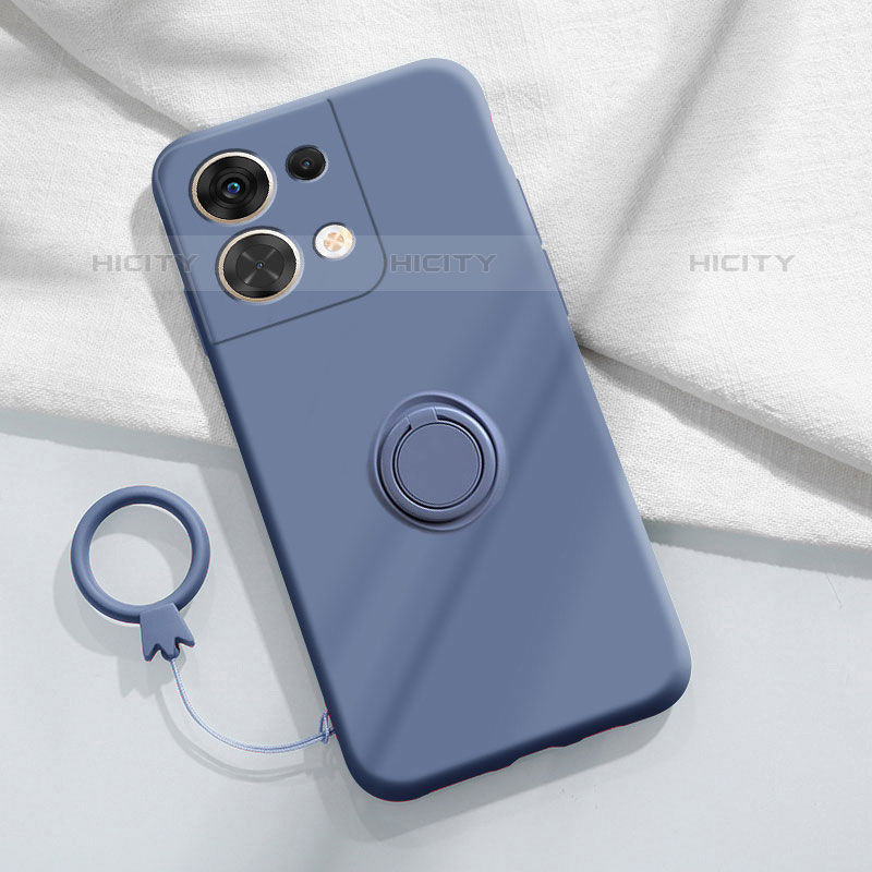 Funda Silicona Carcasa Ultrafina Goma con Magnetico Anillo de dedo Soporte S03 para Oppo Reno9 5G