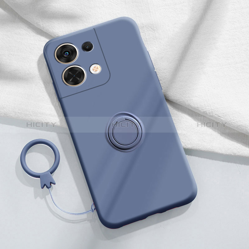 Funda Silicona Carcasa Ultrafina Goma con Magnetico Anillo de dedo Soporte S03 para Oppo Reno9 Pro+ Plus 5G