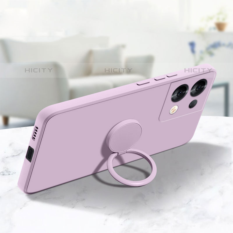 Funda Silicona Carcasa Ultrafina Goma con Magnetico Anillo de dedo Soporte S04 para Oppo Reno9 5G