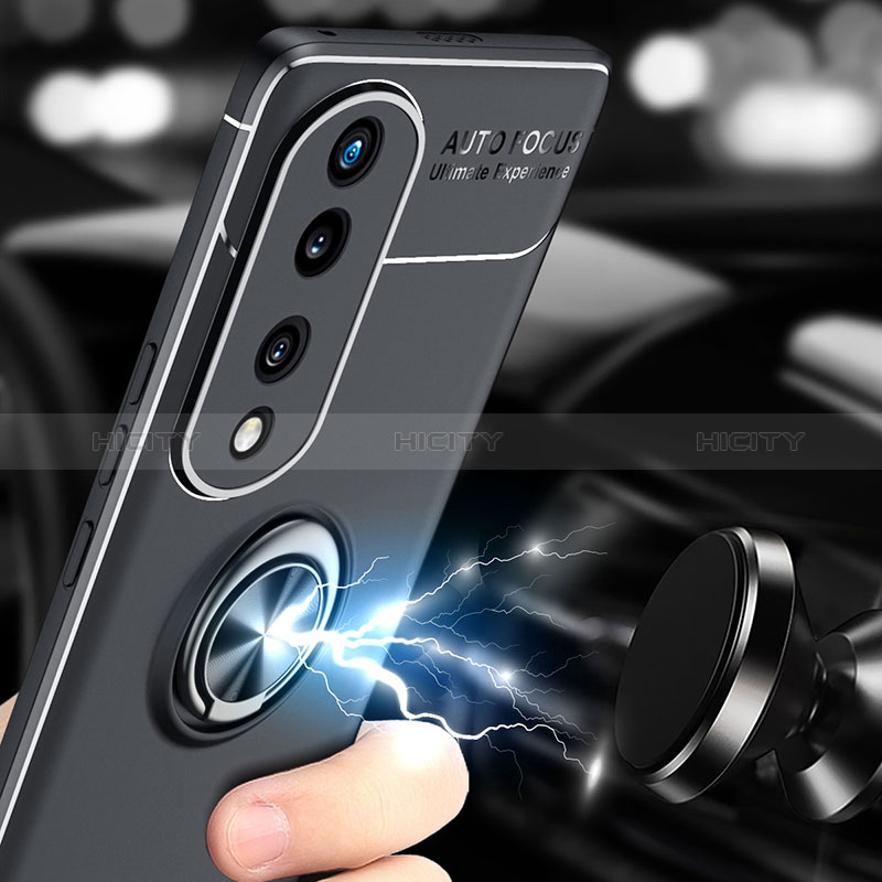 Funda Silicona Carcasa Ultrafina Goma con Magnetico Anillo de dedo Soporte SD1 para Huawei Honor 70 Pro 5G