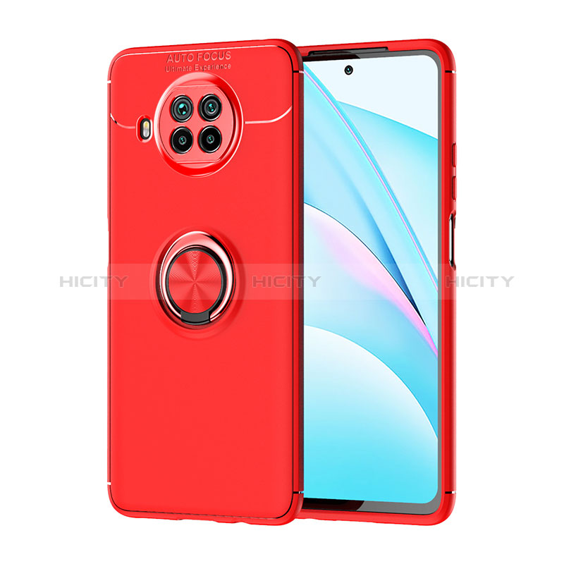 Funda Silicona Carcasa Ultrafina Goma con Magnetico Anillo de dedo Soporte SD1 para Xiaomi Mi 10T Lite 5G Rojo
