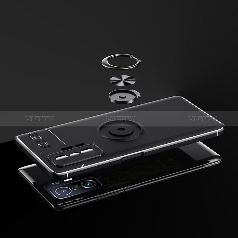 Funda Silicona Carcasa Ultrafina Goma con Magnetico Anillo de dedo Soporte SD1 para Xiaomi Mi 11T Pro 5G