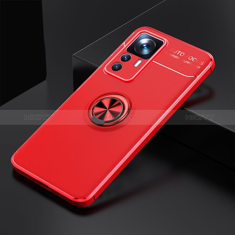 Funda Silicona Carcasa Ultrafina Goma con Magnetico Anillo de dedo Soporte SD1 para Xiaomi Mi 12T Pro 5G Rojo