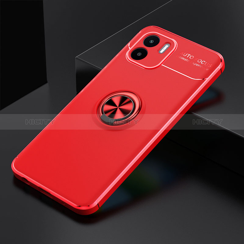 Funda Silicona Carcasa Ultrafina Goma con Magnetico Anillo de dedo Soporte SD1 para Xiaomi Poco C50 Rojo