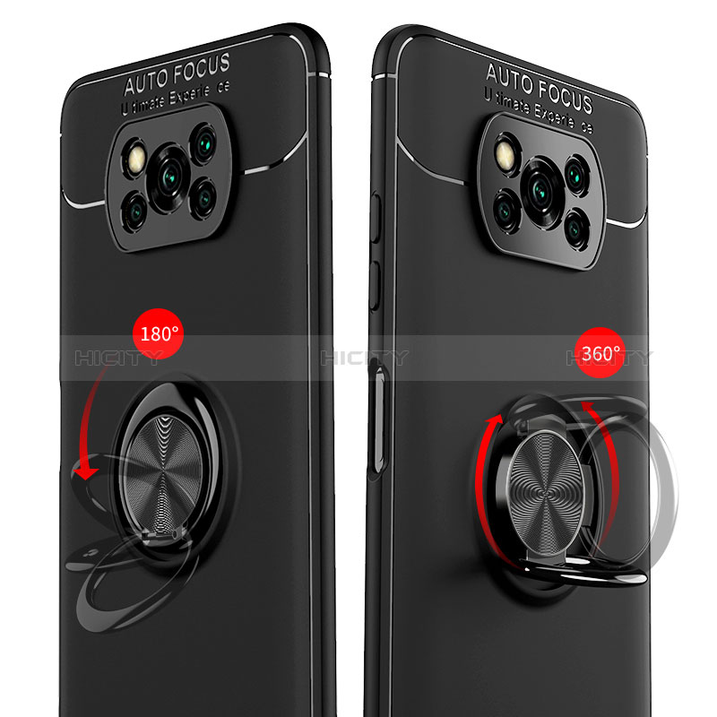 Funda Silicona Carcasa Ultrafina Goma con Magnetico Anillo de dedo Soporte SD1 para Xiaomi Poco X3