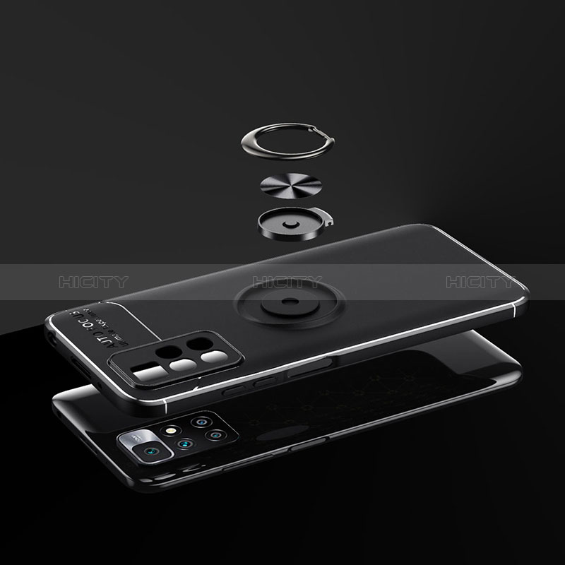 Funda Silicona Carcasa Ultrafina Goma con Magnetico Anillo de dedo Soporte SD1 para Xiaomi Redmi 10 4G