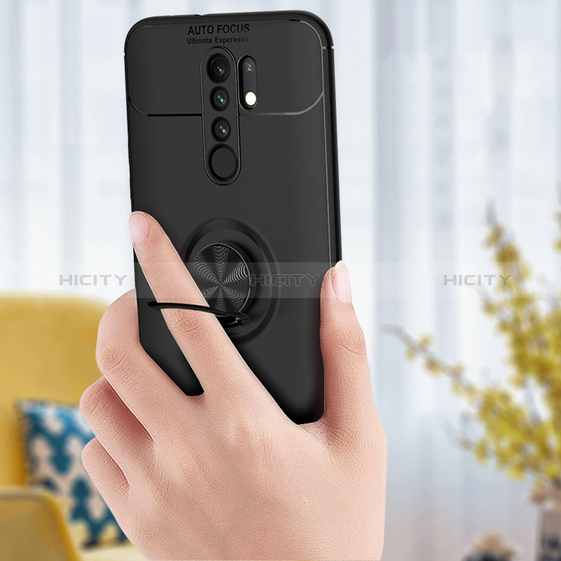Funda Silicona Carcasa Ultrafina Goma con Magnetico Anillo de dedo Soporte SD1 para Xiaomi Redmi 9