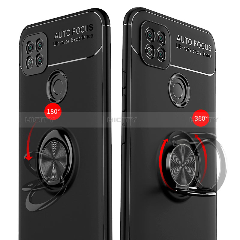 Funda Silicona Carcasa Ultrafina Goma con Magnetico Anillo de dedo Soporte SD1 para Xiaomi Redmi 9C NFC