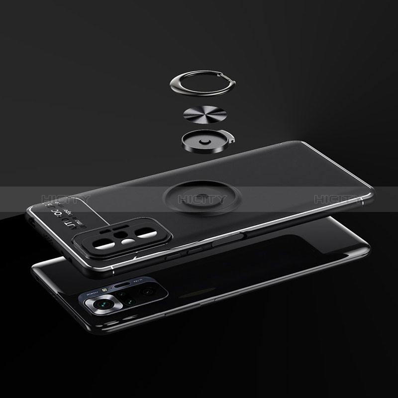 Funda Silicona Carcasa Ultrafina Goma con Magnetico Anillo de dedo Soporte SD1 para Xiaomi Redmi Note 10 Pro 4G