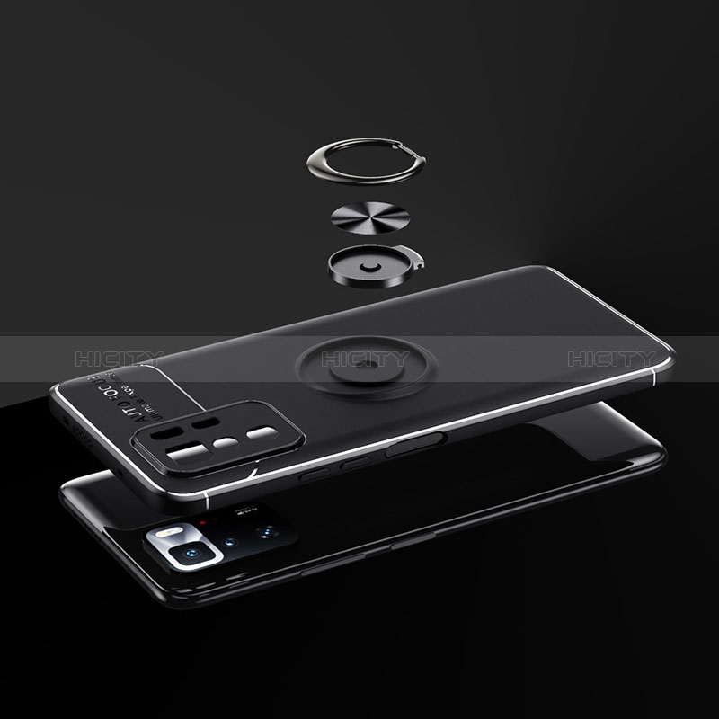 Funda Silicona Carcasa Ultrafina Goma con Magnetico Anillo de dedo Soporte SD1 para Xiaomi Redmi Note 10 Pro 5G