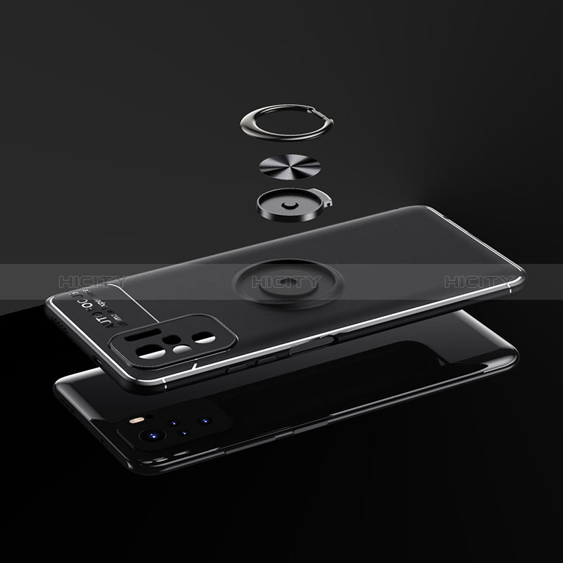 Funda Silicona Carcasa Ultrafina Goma con Magnetico Anillo de dedo Soporte SD1 para Xiaomi Redmi Note 10S 4G