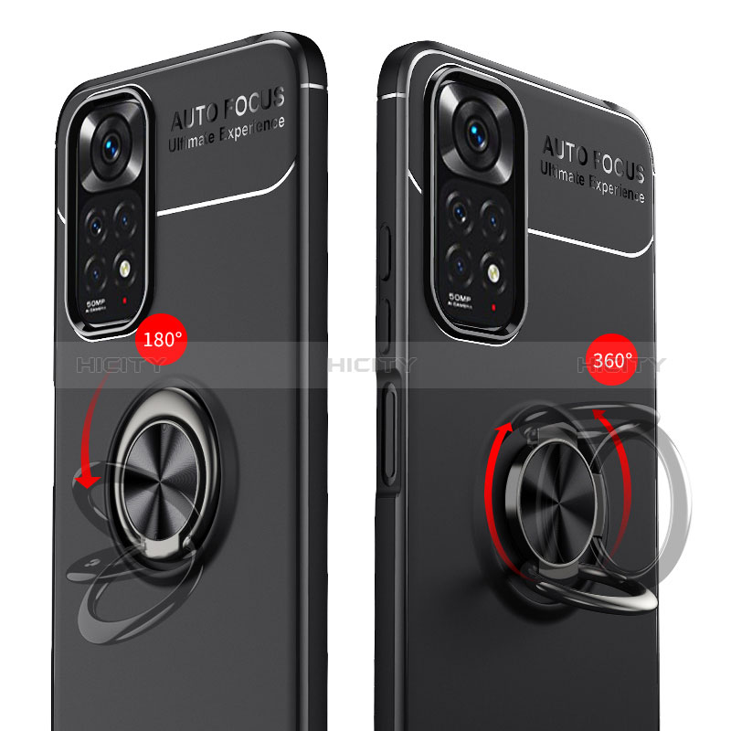 Funda Silicona Carcasa Ultrafina Goma con Magnetico Anillo de dedo Soporte SD1 para Xiaomi Redmi Note 11 4G (2022)