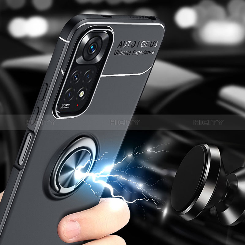 Funda Silicona Carcasa Ultrafina Goma con Magnetico Anillo de dedo Soporte SD1 para Xiaomi Redmi Note 11 4G (2022)