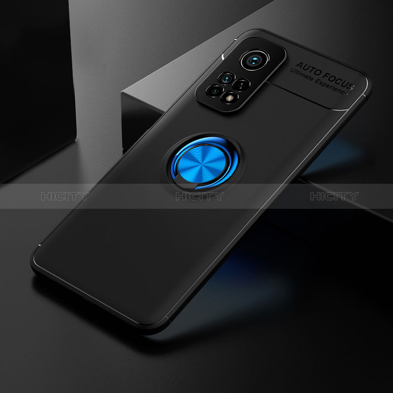 Funda Silicona Carcasa Ultrafina Goma con Magnetico Anillo de dedo Soporte SD2 para Xiaomi Mi 10T 5G Azul y Negro