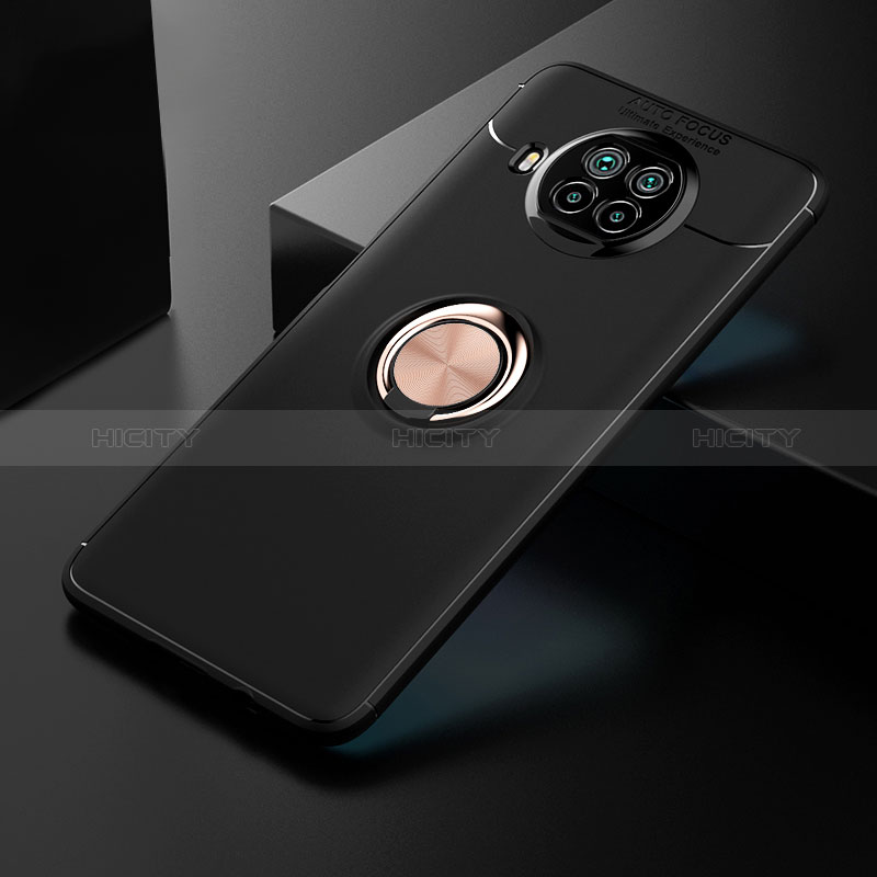 Funda Silicona Carcasa Ultrafina Goma con Magnetico Anillo de dedo Soporte SD2 para Xiaomi Mi 10T Lite 5G Oro y Negro
