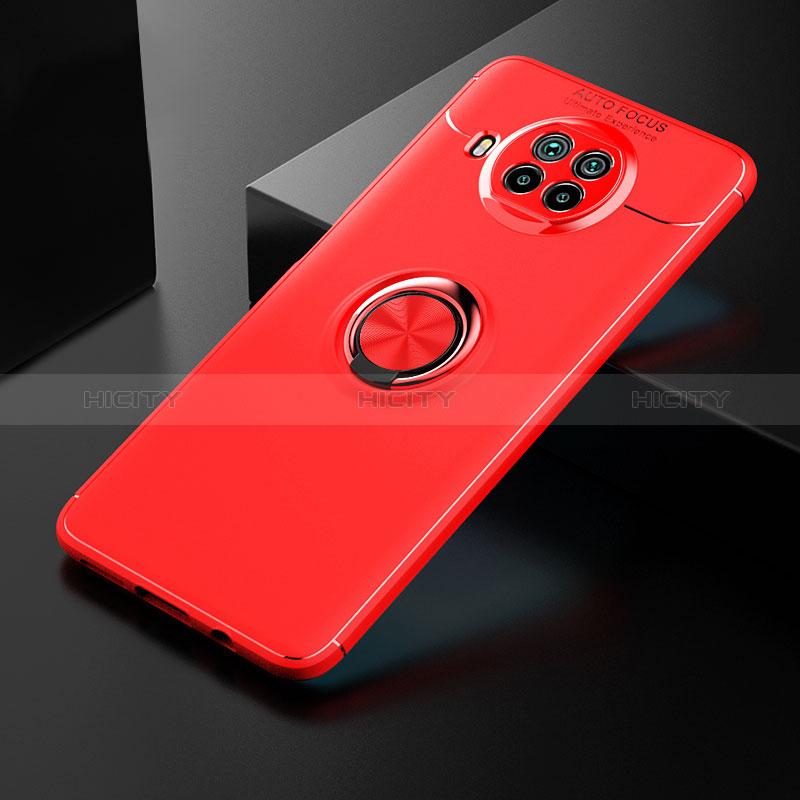 Funda Silicona Carcasa Ultrafina Goma con Magnetico Anillo de dedo Soporte SD2 para Xiaomi Mi 10T Lite 5G Rojo