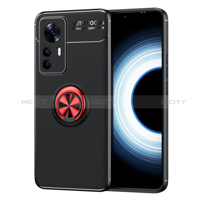 Funda Silicona Carcasa Ultrafina Goma con Magnetico Anillo de dedo Soporte SD2 para Xiaomi Mi 12T Pro 5G Rojo y Negro