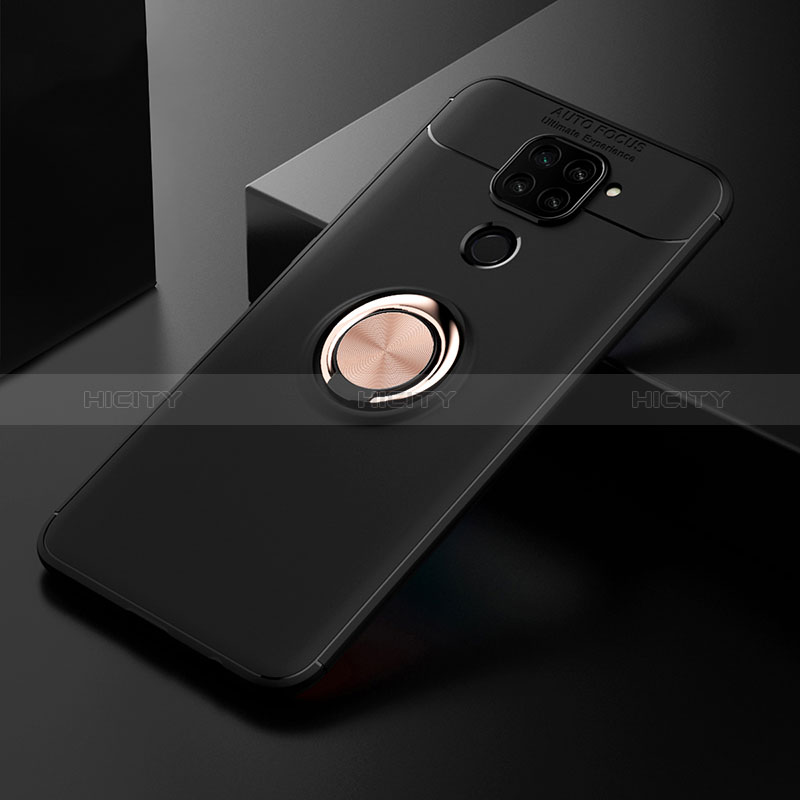 Funda Silicona Carcasa Ultrafina Goma con Magnetico Anillo de dedo Soporte SD2 para Xiaomi Redmi 10X 4G Oro y Negro