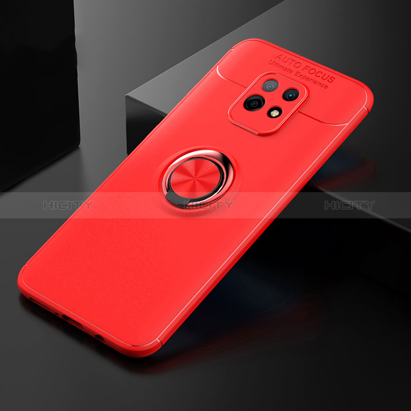 Funda Silicona Carcasa Ultrafina Goma con Magnetico Anillo de dedo Soporte SD2 para Xiaomi Redmi 10X 5G Rojo