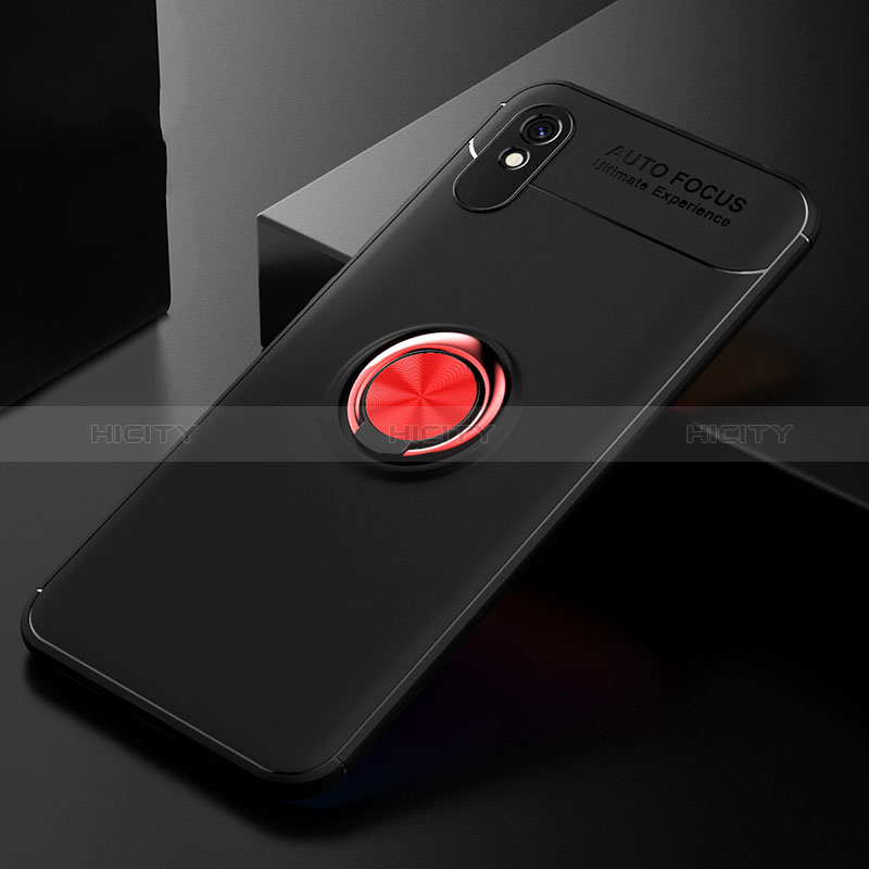 Funda Silicona Carcasa Ultrafina Goma con Magnetico Anillo de dedo Soporte SD2 para Xiaomi Redmi 9AT Rojo y Negro