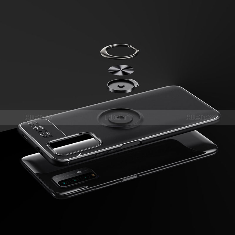 Funda Silicona Carcasa Ultrafina Goma con Magnetico Anillo de dedo Soporte SD2 para Xiaomi Redmi 9T 4G