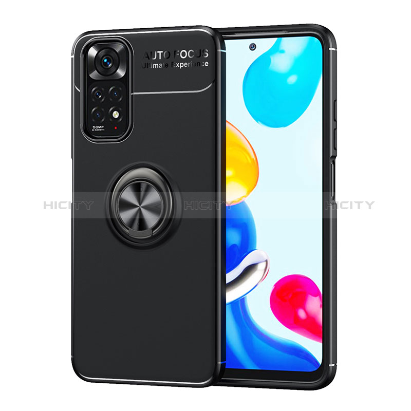 Funda Silicona Carcasa Ultrafina Goma con Magnetico Anillo de dedo Soporte SD2 para Xiaomi Redmi Note 11 4G (2022) Negro