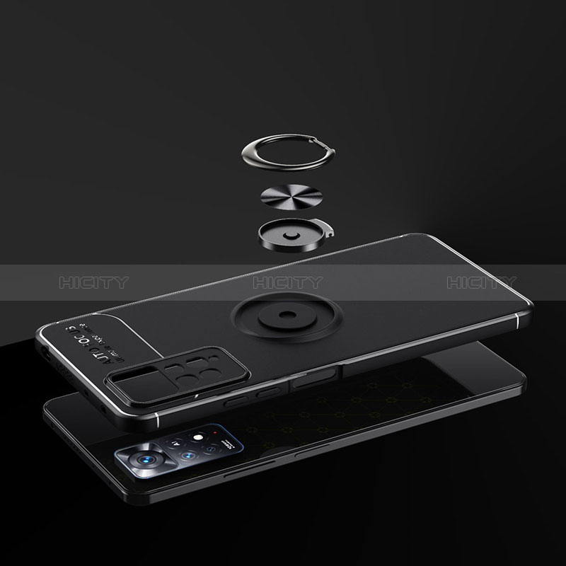 Funda Silicona Carcasa Ultrafina Goma con Magnetico Anillo de dedo Soporte SD2 para Xiaomi Redmi Note 11 Pro 5G