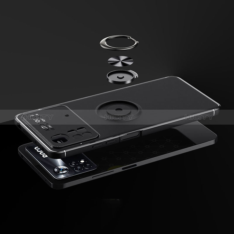 Funda Silicona Carcasa Ultrafina Goma con Magnetico Anillo de dedo Soporte SD2 para Xiaomi Redmi Note 11E Pro 5G