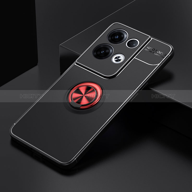 Funda Silicona Carcasa Ultrafina Goma con Magnetico Anillo de dedo Soporte SD2 para Xiaomi Redmi Note 13 Pro 5G Rojo y Negro