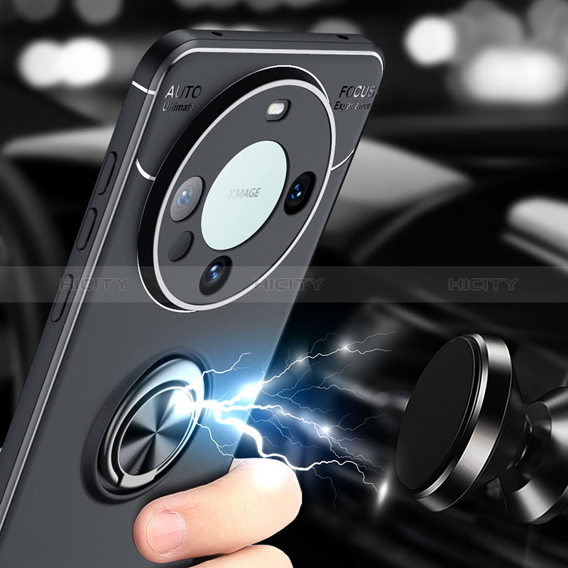 Funda Silicona Carcasa Ultrafina Goma con Magnetico Anillo de dedo Soporte SD3 para Huawei Mate 60 Pro