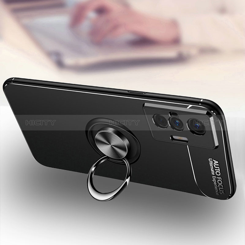 Funda Silicona Carcasa Ultrafina Goma con Magnetico Anillo de dedo Soporte SD3 para Vivo X70 5G