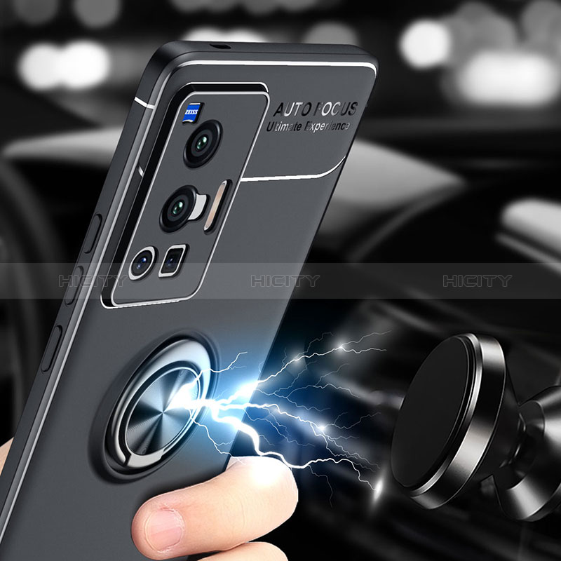 Funda Silicona Carcasa Ultrafina Goma con Magnetico Anillo de dedo Soporte SD3 para Vivo X70 Pro 5G
