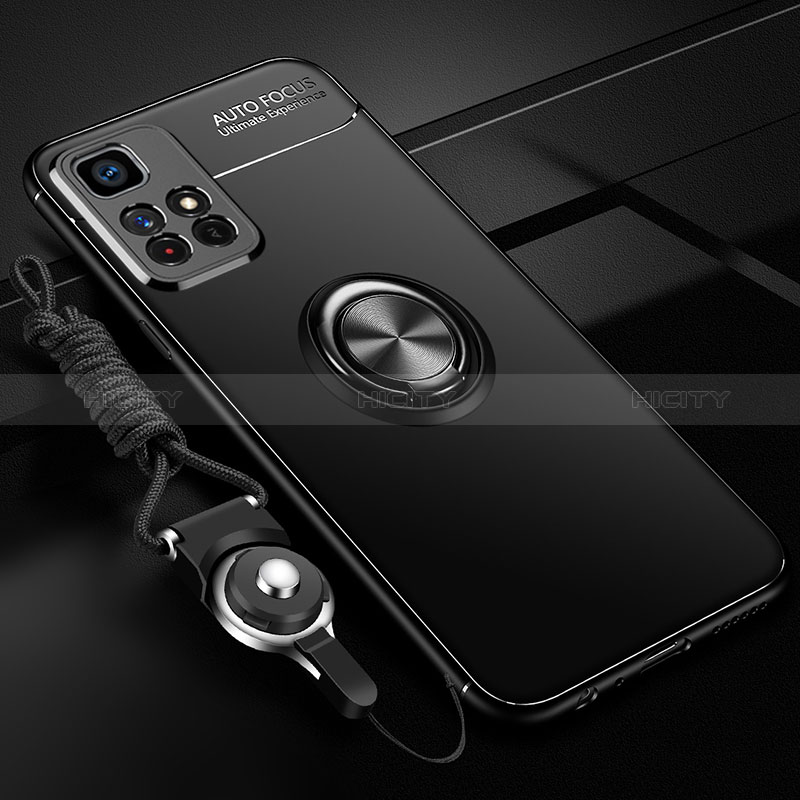 Funda Silicona Carcasa Ultrafina Goma con Magnetico Anillo de dedo Soporte SD3 para Xiaomi Poco M4 Pro 5G Negro