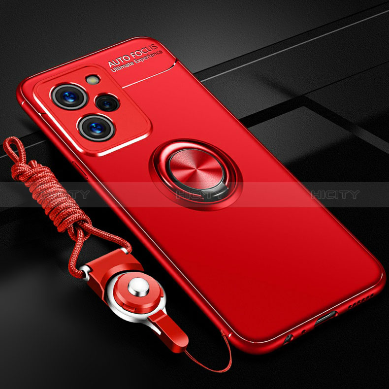 Funda Silicona Carcasa Ultrafina Goma con Magnetico Anillo de dedo Soporte SD3 para Xiaomi Redmi Note 12 Pro Speed 5G Rojo