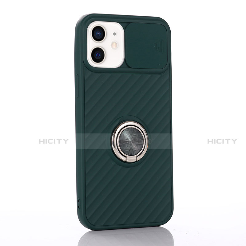 Funda Silicona Carcasa Ultrafina Goma con Magnetico Anillo de dedo Soporte T01 para Apple iPhone 12