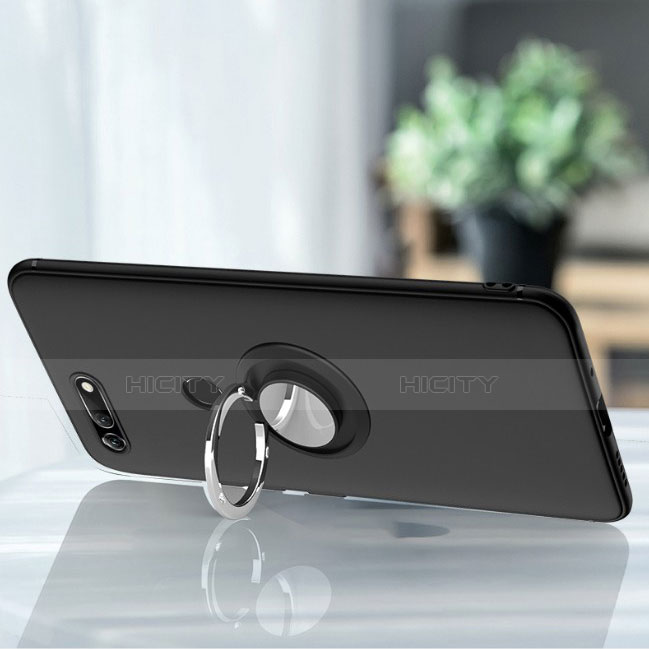 Funda Silicona Carcasa Ultrafina Goma con Magnetico Anillo de dedo Soporte T01 para Huawei Honor V20