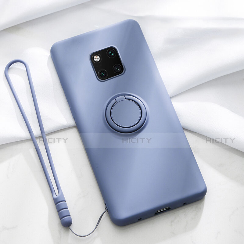 Funda Silicona Carcasa Ultrafina Goma con Magnetico Anillo de dedo Soporte T01 para Huawei Mate 20 Pro Morado